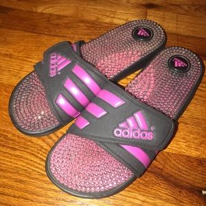 Pink Adidas slide sandals